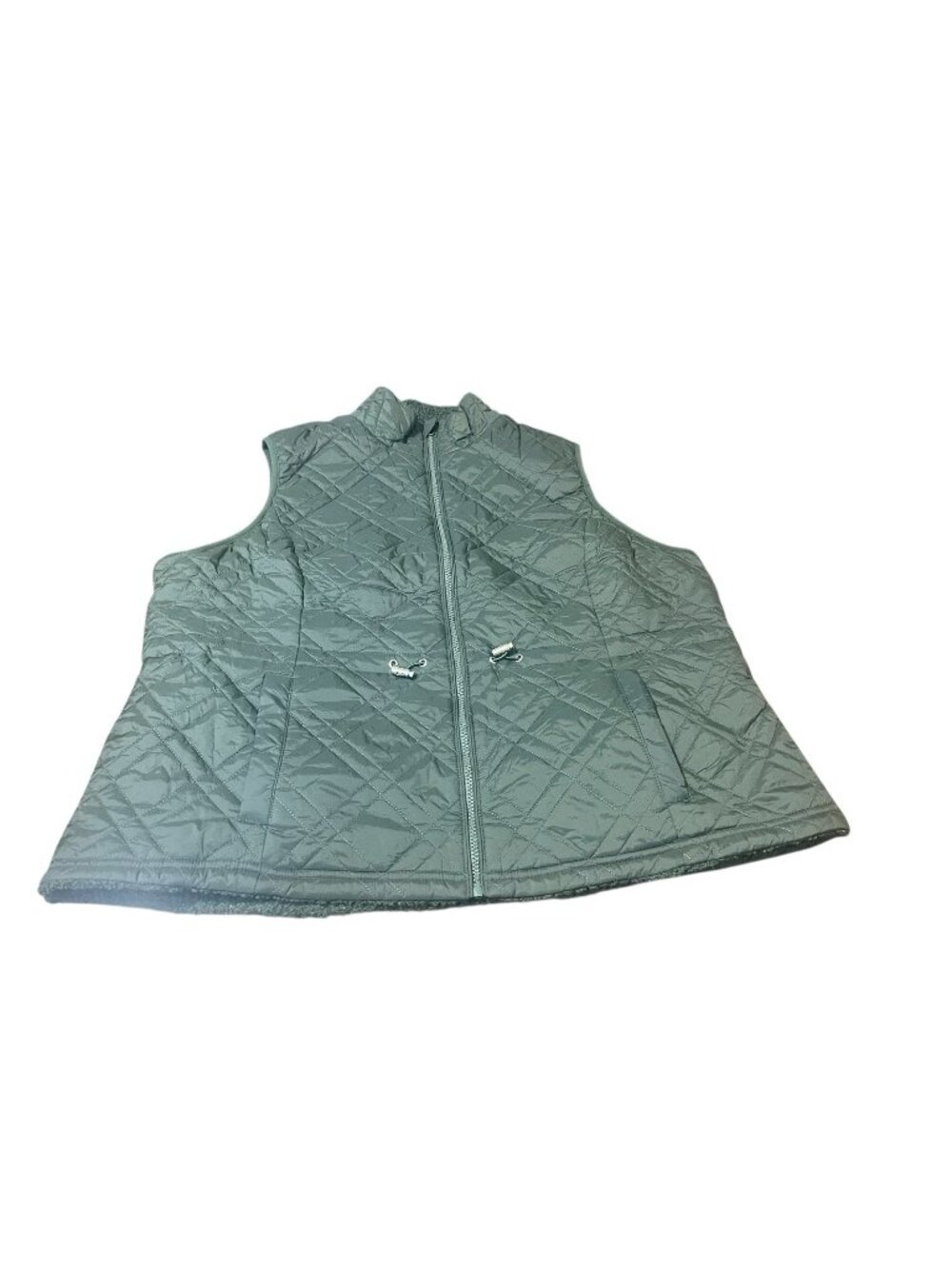 Time and Tru Women's Size 1X (16W-18W) Dark Green Reversible Quilted Vest $29.98